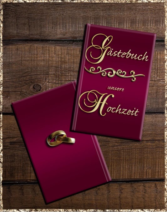 Gästebuch Hochzeit - edel in weinrot & gold